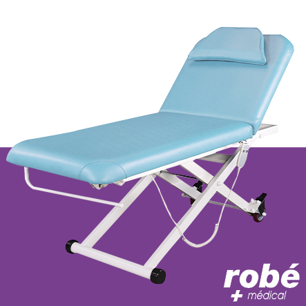 Divan électrique en 2 parties - Hauteur ajustable - Dossier inclinable - Coloris Bleu Clair