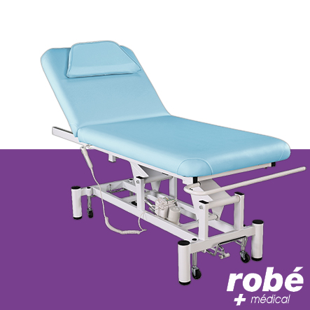 Divan électrique en 2 parties avec porte-rouleau - Hauteur ajustable -Dossier inclinable- Bleu Clair