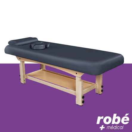 Table de massage en bois massif avec plan de rangement inférieur et hauteur réglable - Gris