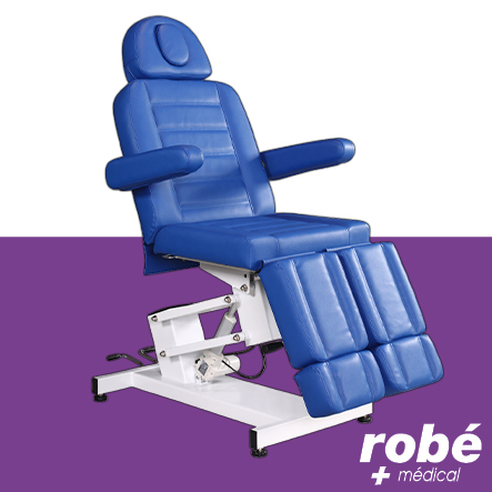 Fauteuil de podologie électrique - Avec jambières séparées et hauteur variable - Bleu Foncé