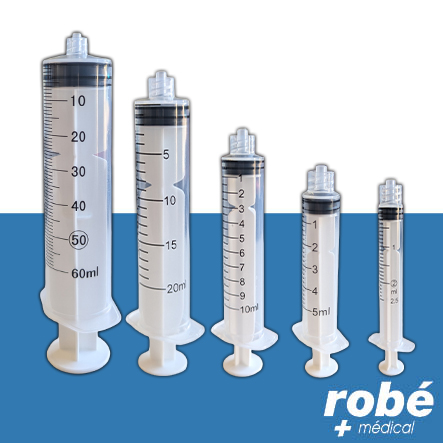 Seringues stériles embout Luer Lock 3 pièces -2ml, 5 ml, 10 ml, 20 ml - HelphA