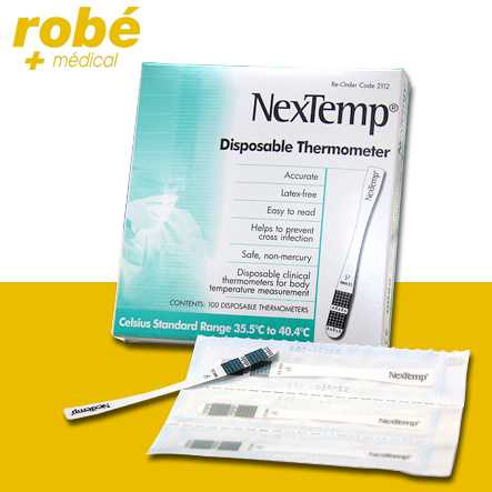 Thermomètre buccal ou axillaire à usage unique NexTemp Ultra - Boîte de 100