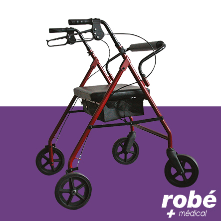 Déambulateur Rollator bariatrique 4 roues avec panier - Portée 180 kg - Euromédis