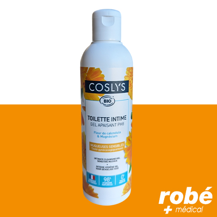 Gel Apaisant pH8 pour la toilette intime Bio, spécial muqueuses sensibles - Coslys - Flacon 250 ml
