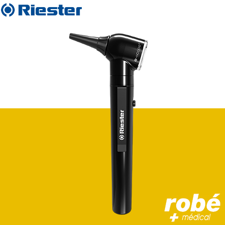 Otoscope de poche e-scope - Led et Fibre Optique 3,7V - Sur piles - Coloris Noir - Riester
