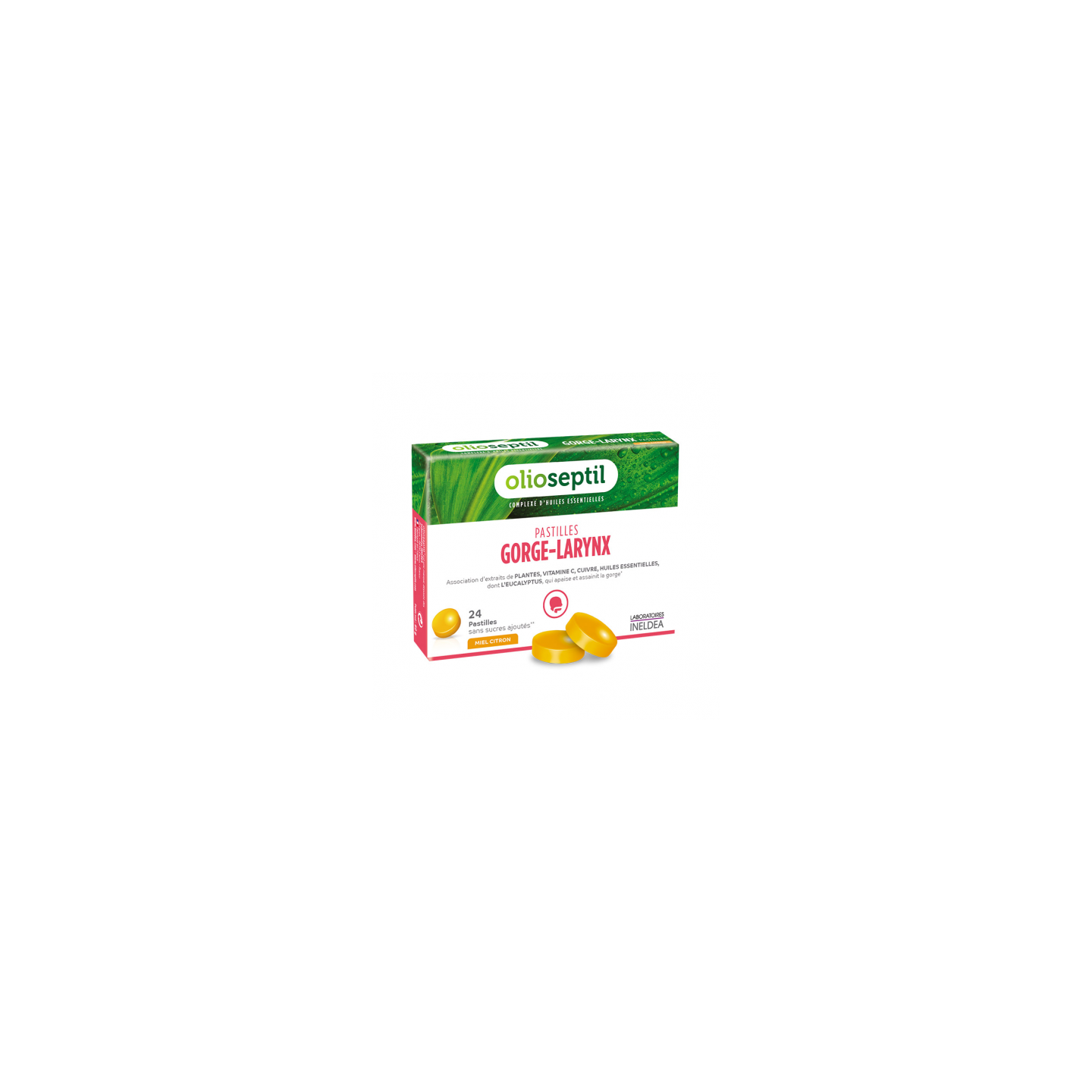 Ineldea Olioseptil Pastilles gorge larynx miel-citron - 24 pastilles