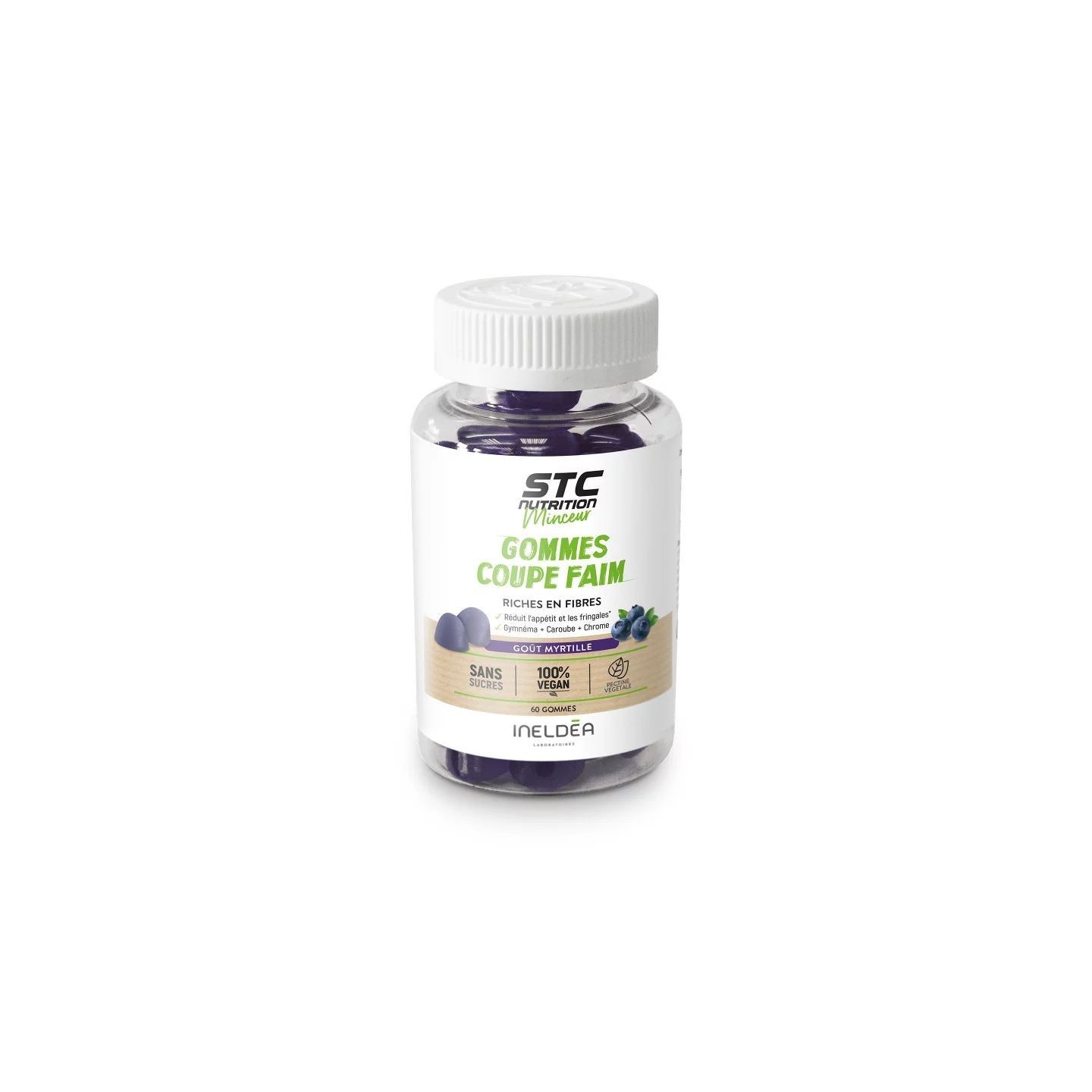 Ineldea STC Nutrition Gommes coupe-faim goût myrtille - 60 gommes