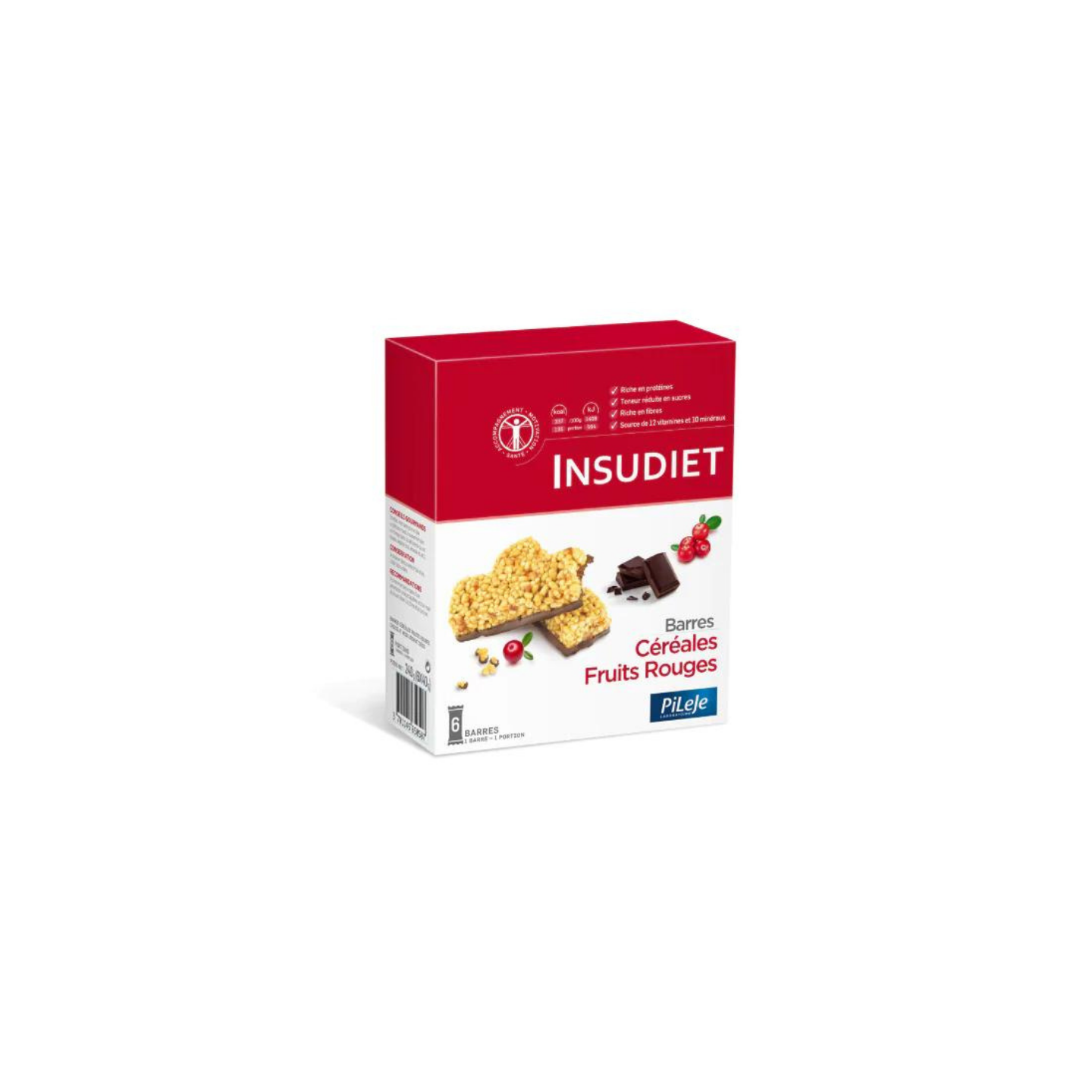 Insudiet Barre céréales fruits rouges - 6 barres