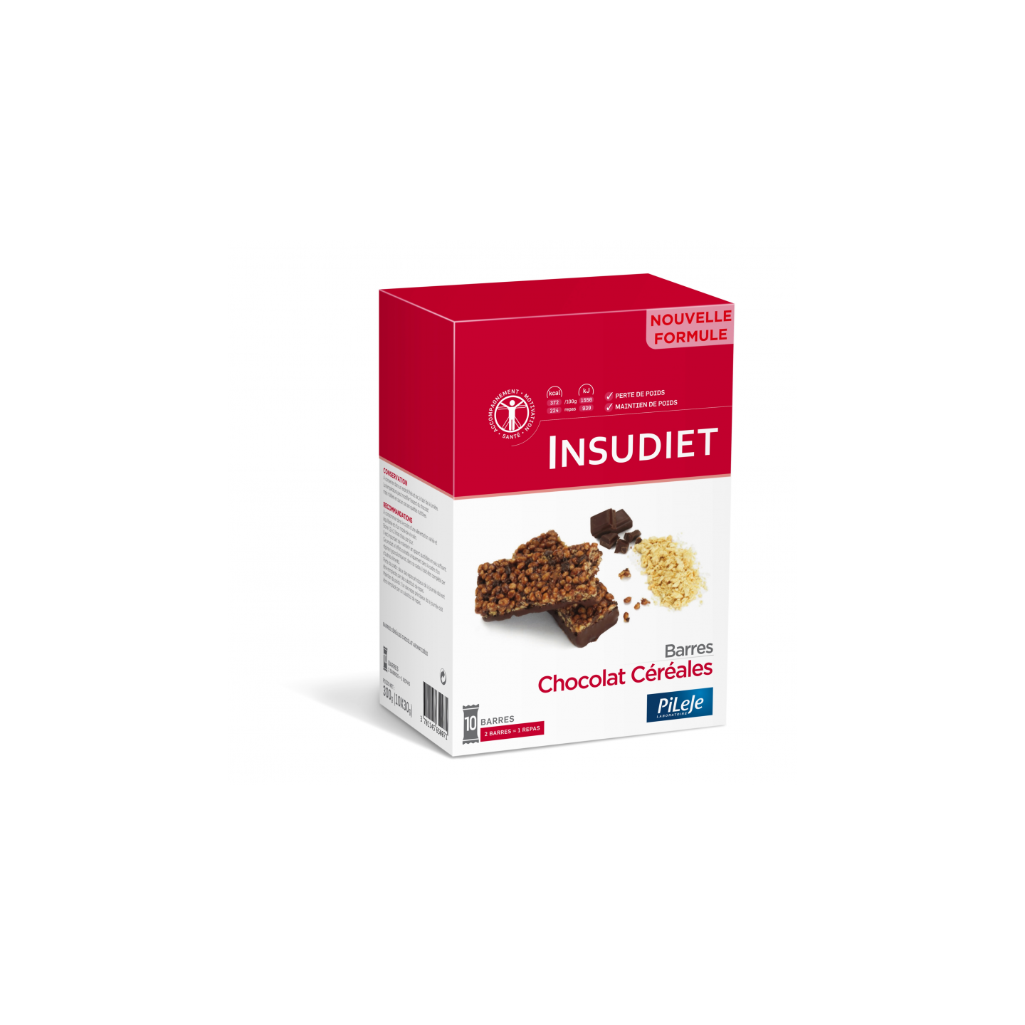 Insudiet Barre chocolat Céréales x 10