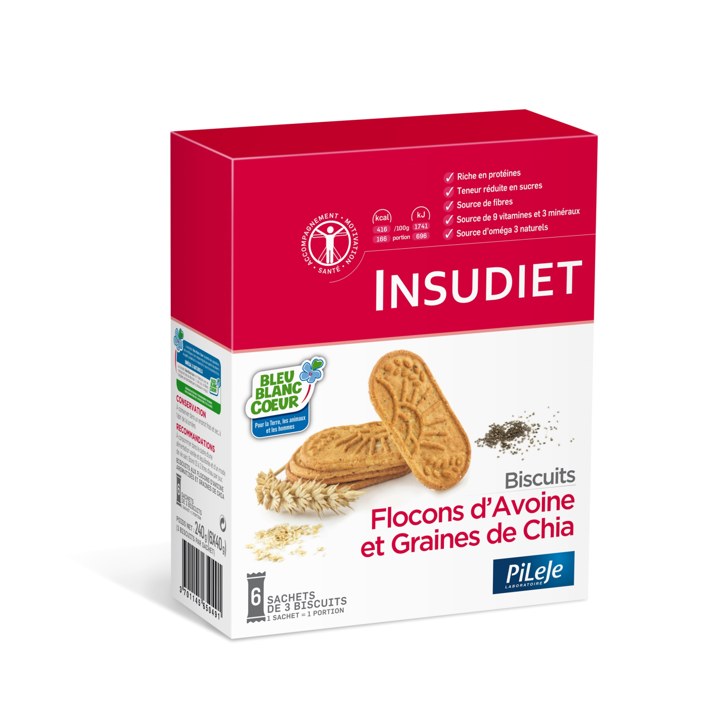 Insudiet biscuits flocons d'avoine et graines de chia