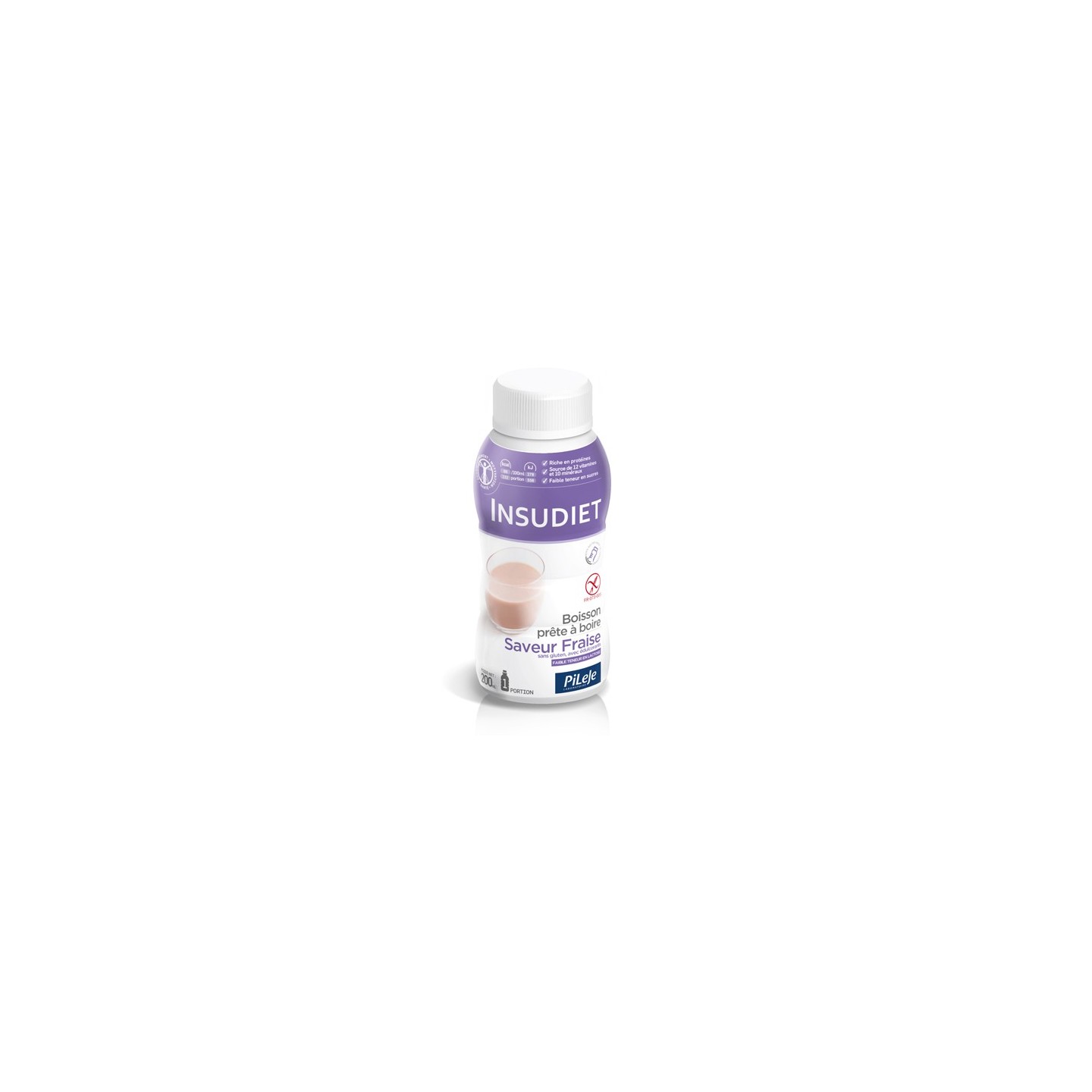 Insudiet Boisson prête à boire fraise 3 x 200 ml