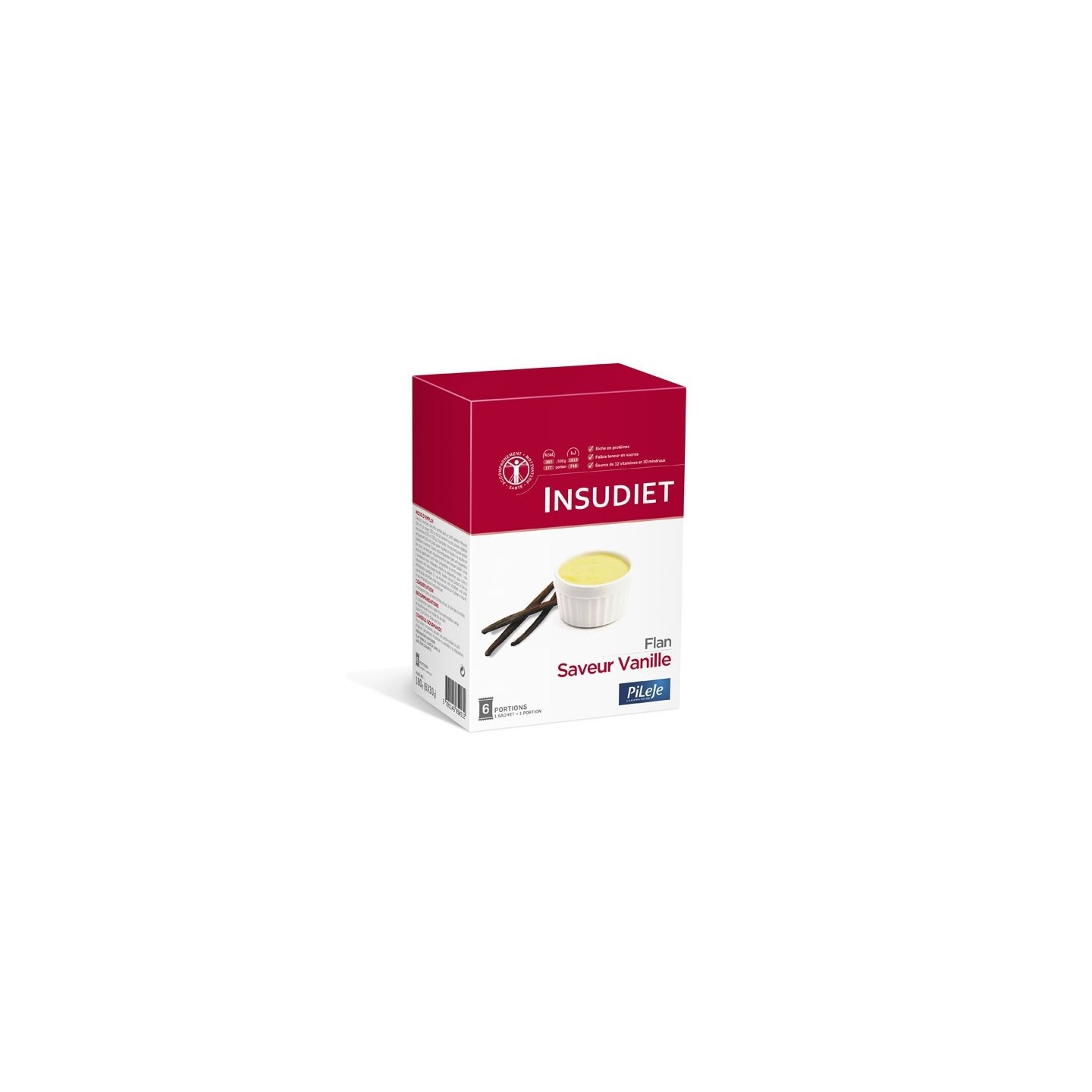 Insudiet Flan saveur vanille - Boîte de 6 sachets