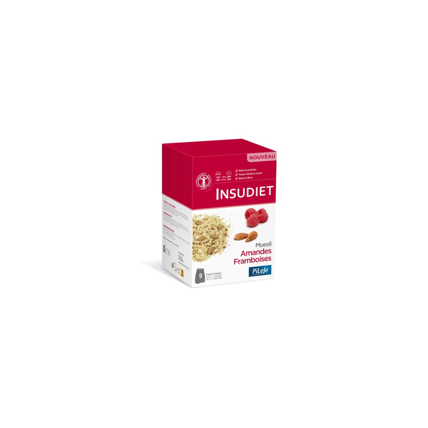 Insudiet Muesli Amandes Framboises - 9 portions de 35g