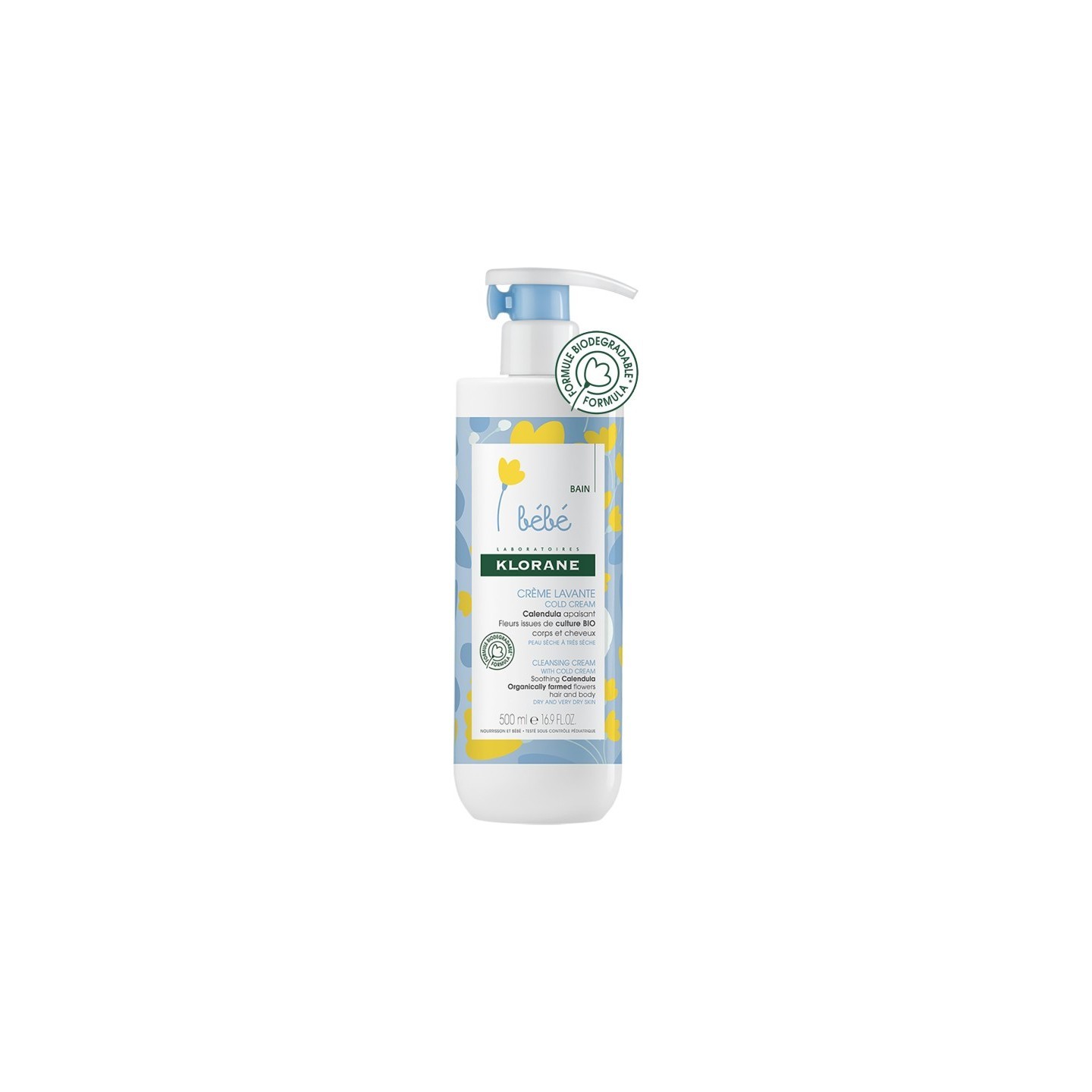 Klorane bébé crème lavante 500 ml