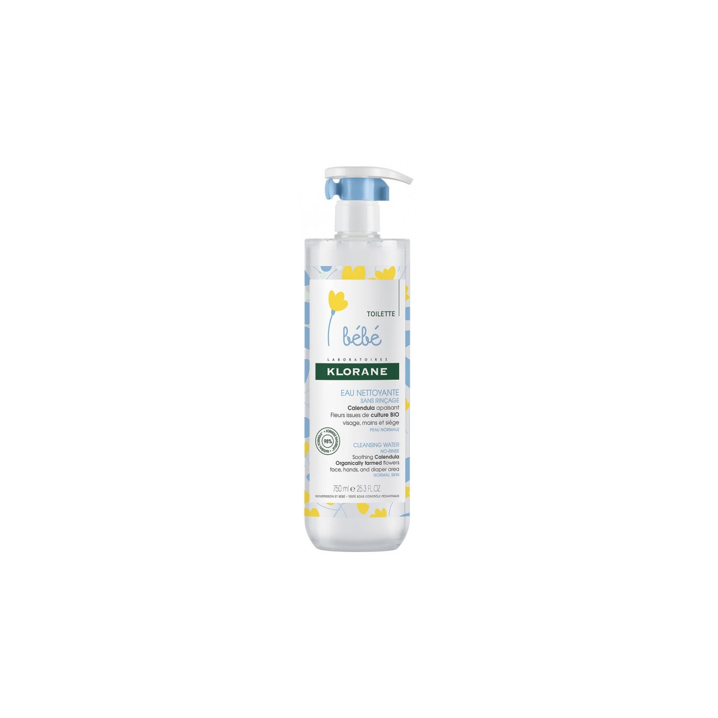 Klorane bébé Eau nettoyante sans rinçage au Calendula - 750ml