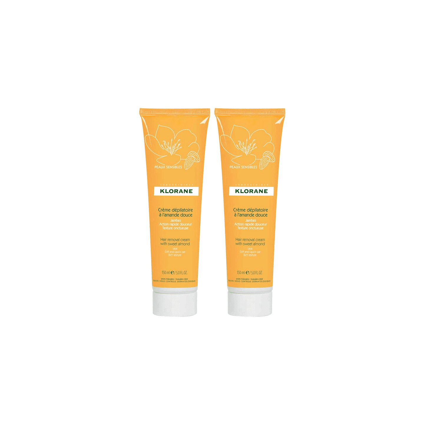 Klorane Crème dépilatoire à l'amande douce - 2x150ml