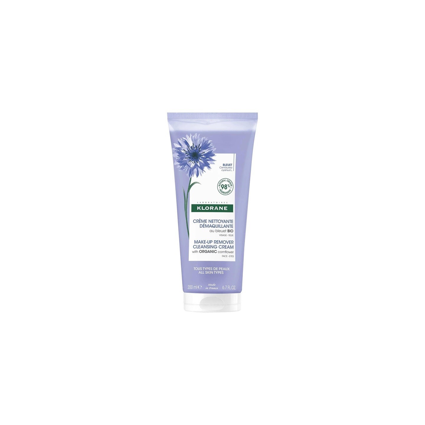 Klorane Crème nettoyante démaquillante au bleuet Bio - 200ml
