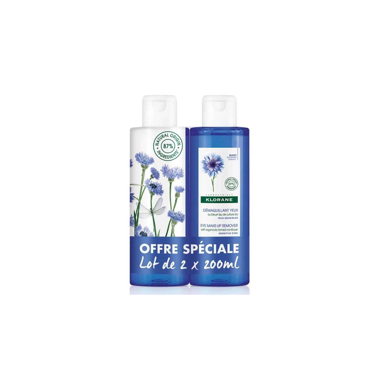 Klorane Démaquillant yeux sensibles au Bleuet Bio - 2 x 200ml