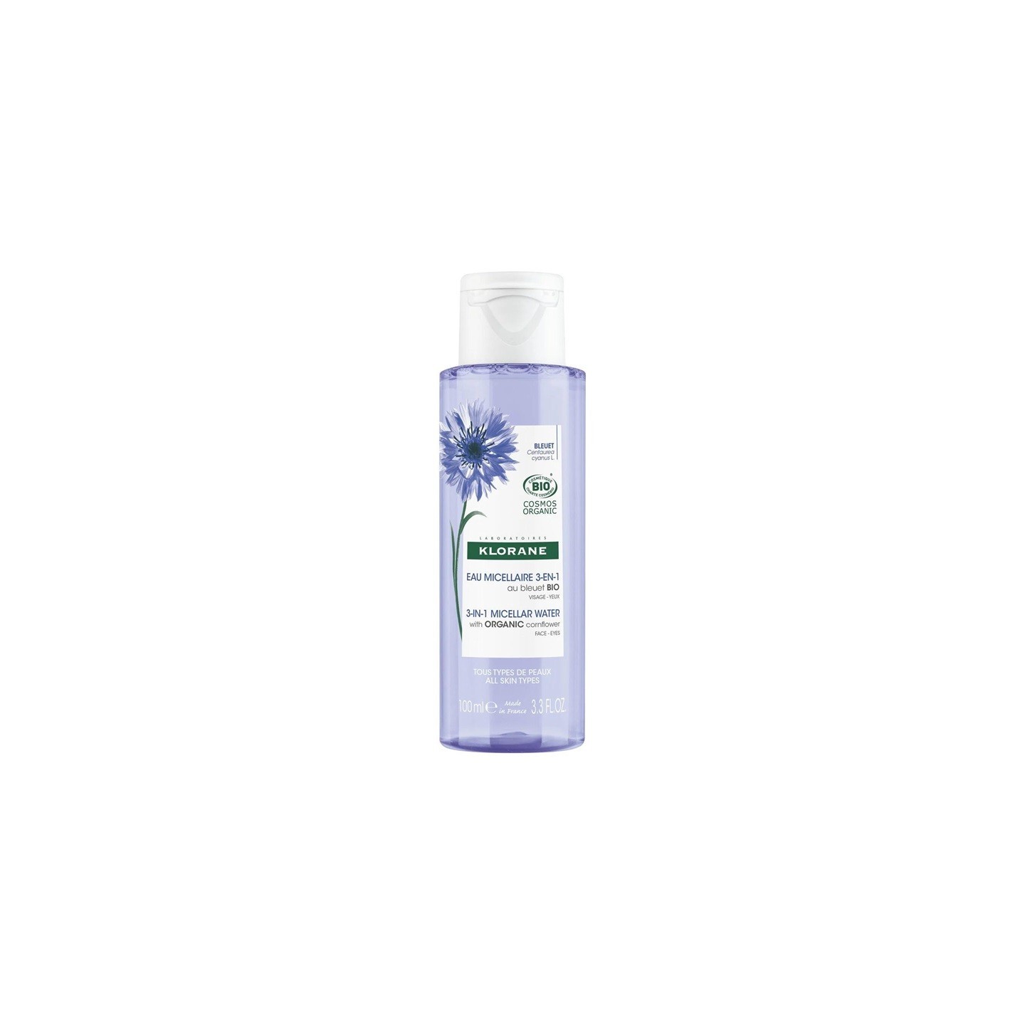 Klorane Eau micellaire 3en1 au bleuet Bio - 100ml