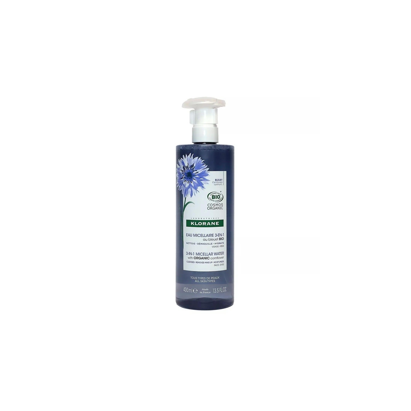 Klorane Eau micellaire 3en1 au bleuet Bio - 400ml