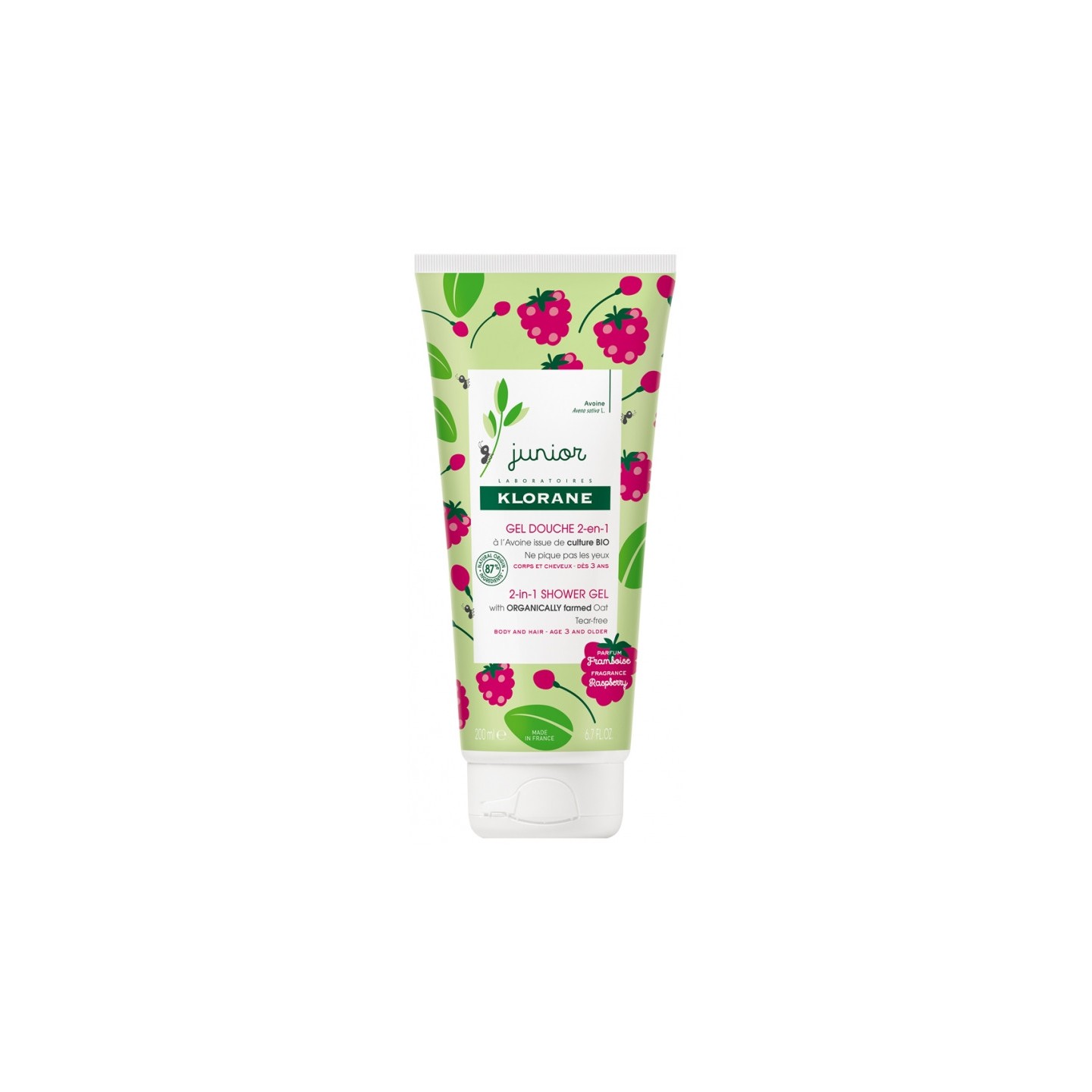 Klorane Junior Gel douche 2-en-1 framboise - 200ml