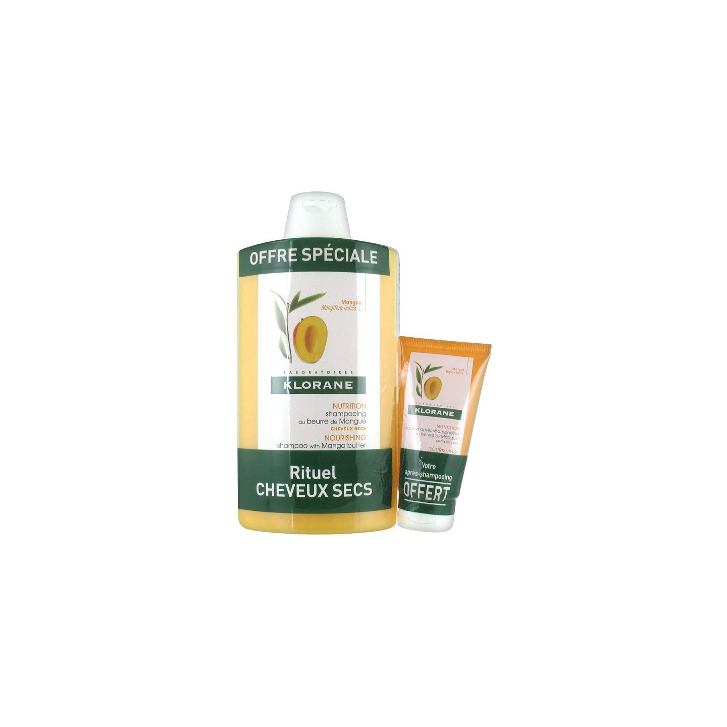 Klorane Nutrition Shampoing au beurre de mangue 400ml + Baume après-shampoing au beurre de mangue 50ml Offert