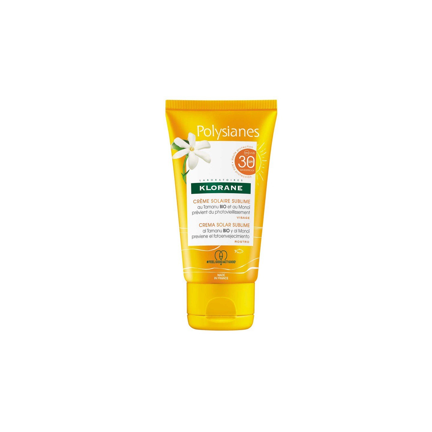 Klorane Polysianes Crème solaire sublime visage au Monoï et Tamanu Bio SPF30 - 50ml