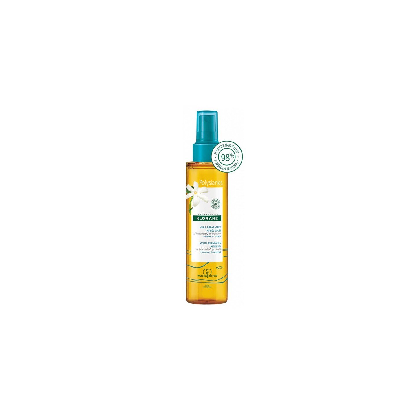 Klorane Polysianes Huile réparatrice après-soleil au Monoï et Tamanu Bio - 150ml