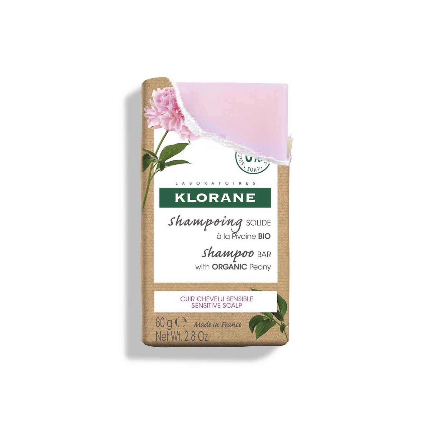Klorane Shampoing solide à la pivoine Bio - 80g