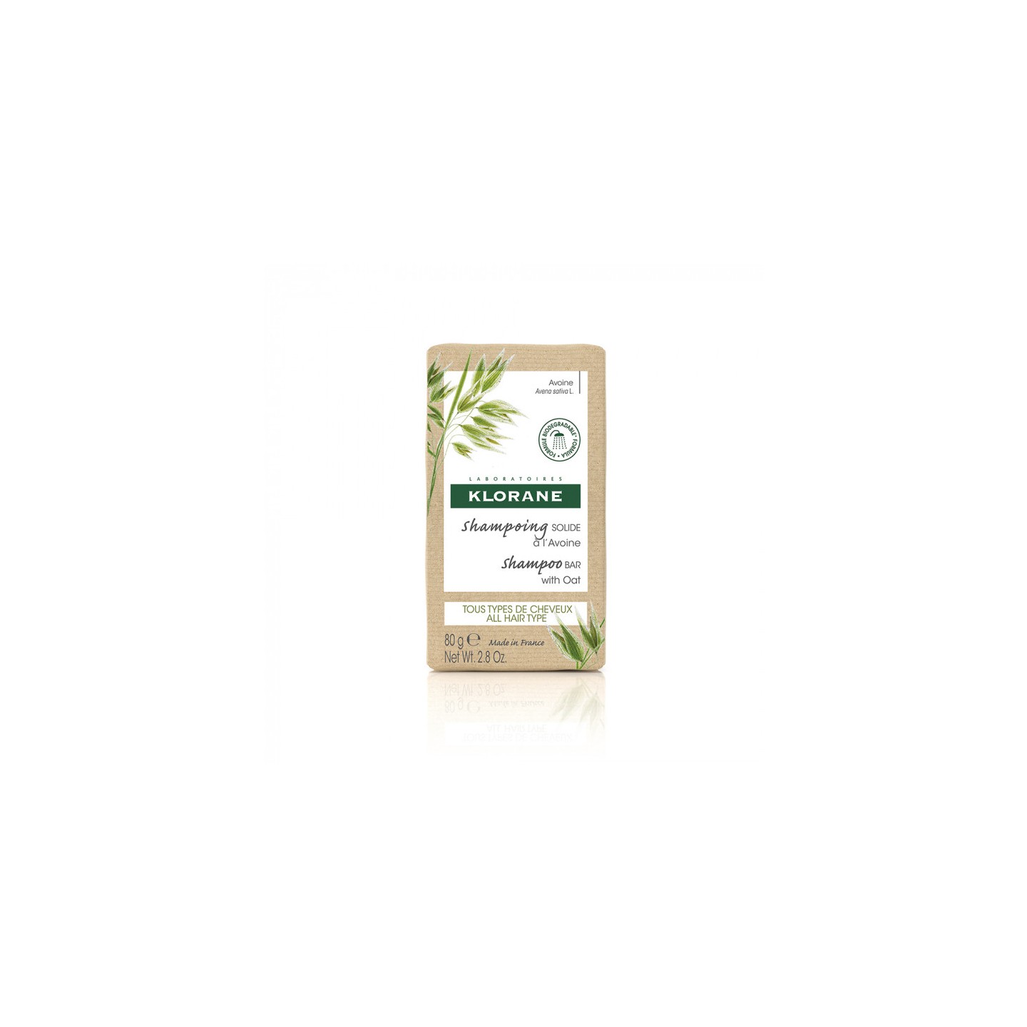 Klorane Shampoing solide Avoine tous types de cheveux - 80g