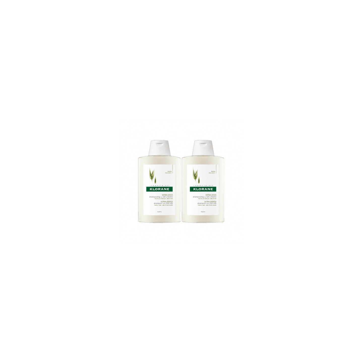 Klorane shampooing extra doux au lait d'avoine 2x400ml