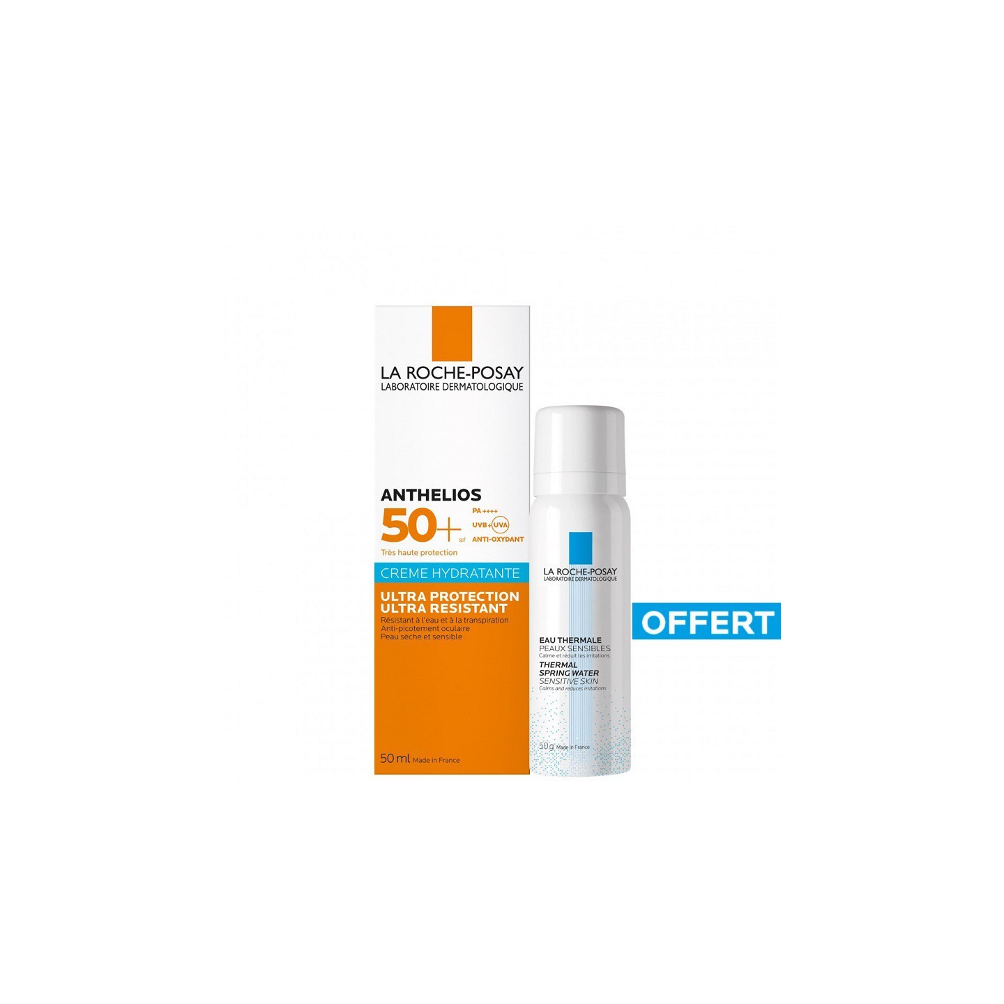 La Roche-Posay Anthelios Crème hydratante SPF50+ 50ml + Eau thermale 50ml Offerte