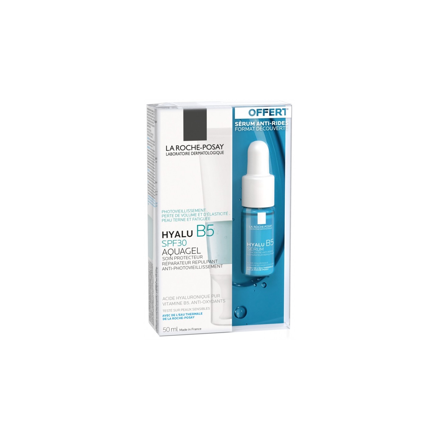 La Roche-Posay Hyalu B5 Aquagel SPF30 50 ml + Sérum concentré anti-rides réparateur 10 ml Offert