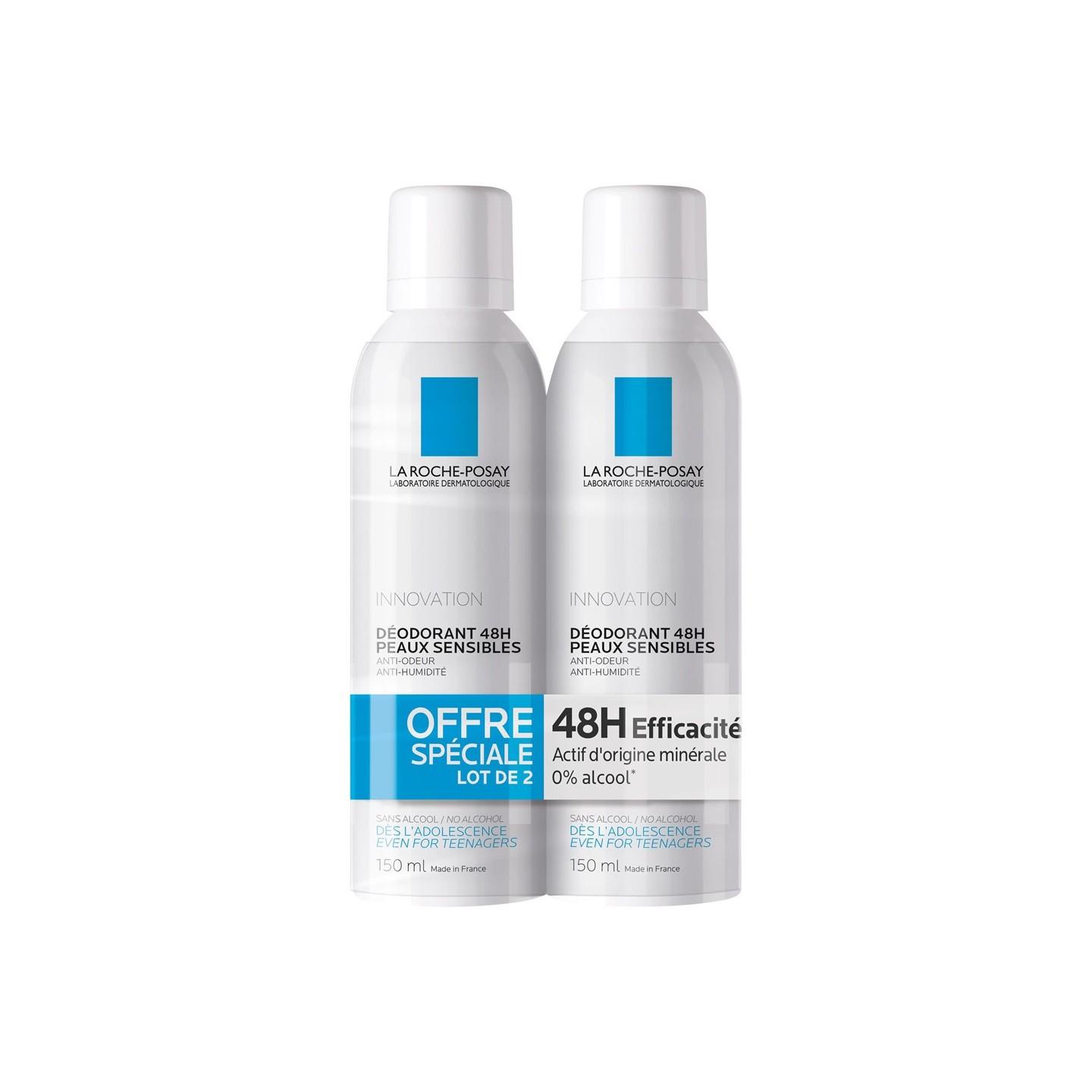 La roche posay innovation déodorant spray lot de 2 x150ml