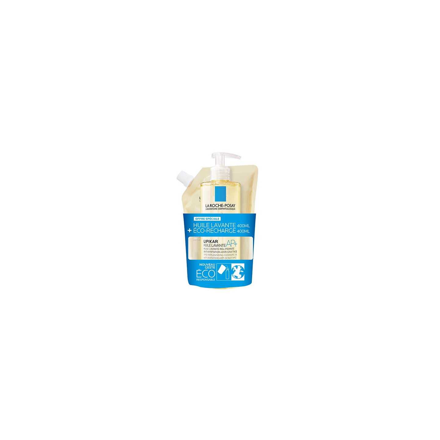 La Roche-Posay Lipikar Huile lavante AP+ 400ml + Éco-recharge de 400ml