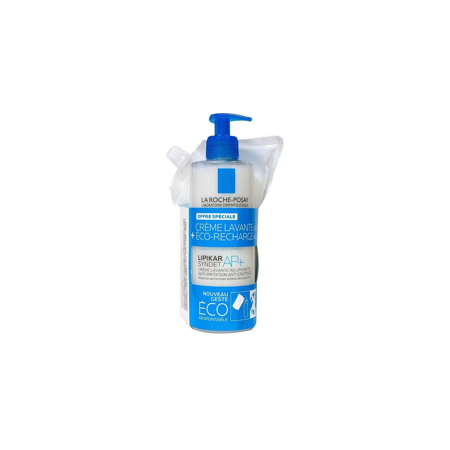 La Roche-Posay Lipikar Syndet AP+ Crème lavante relipidante 400ml + Éo-recharge 400ml