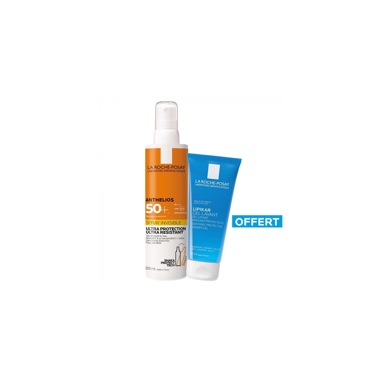 La Roche-Posay Spray solaire Anthelios SPF50+ 200ml + Gel lavant Lipikar 100ml Offert