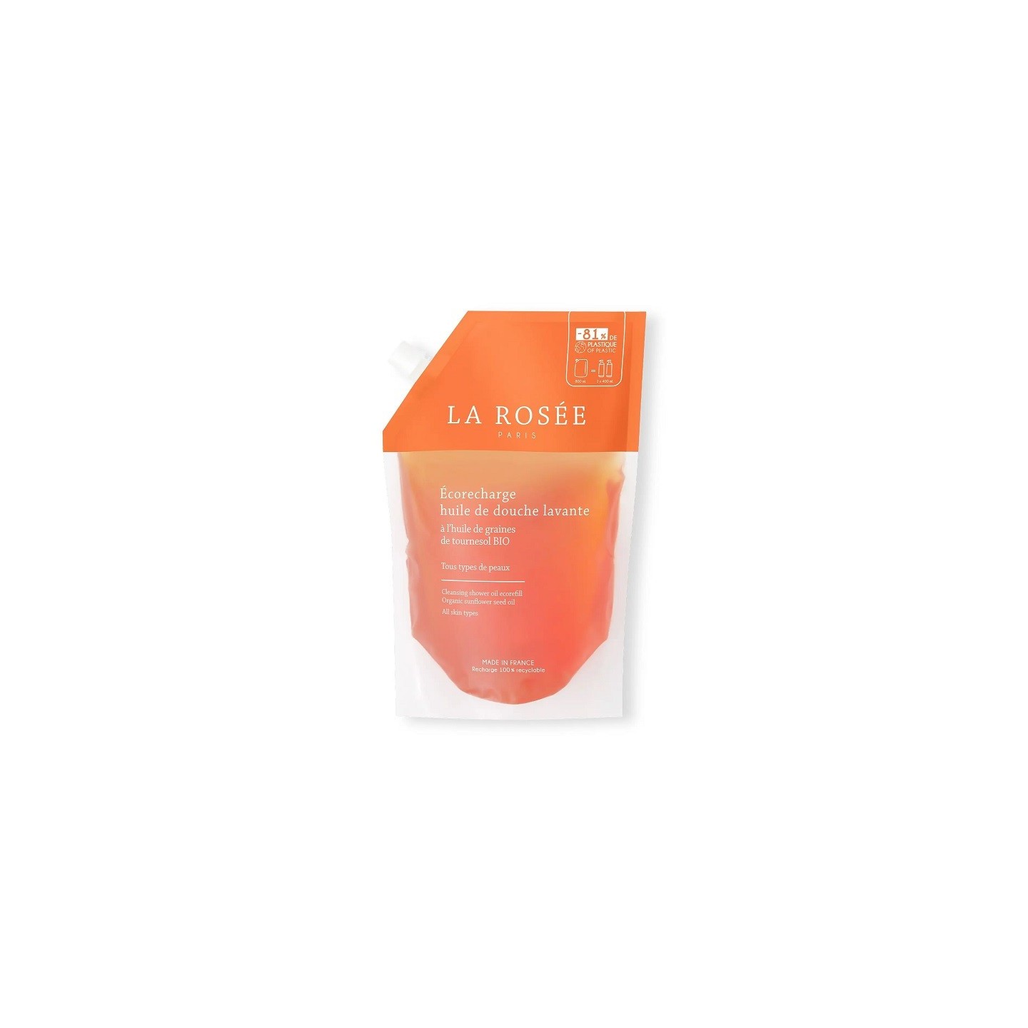 La Rosée Huile de douche lavante Bio - Ecorecharge 800ml