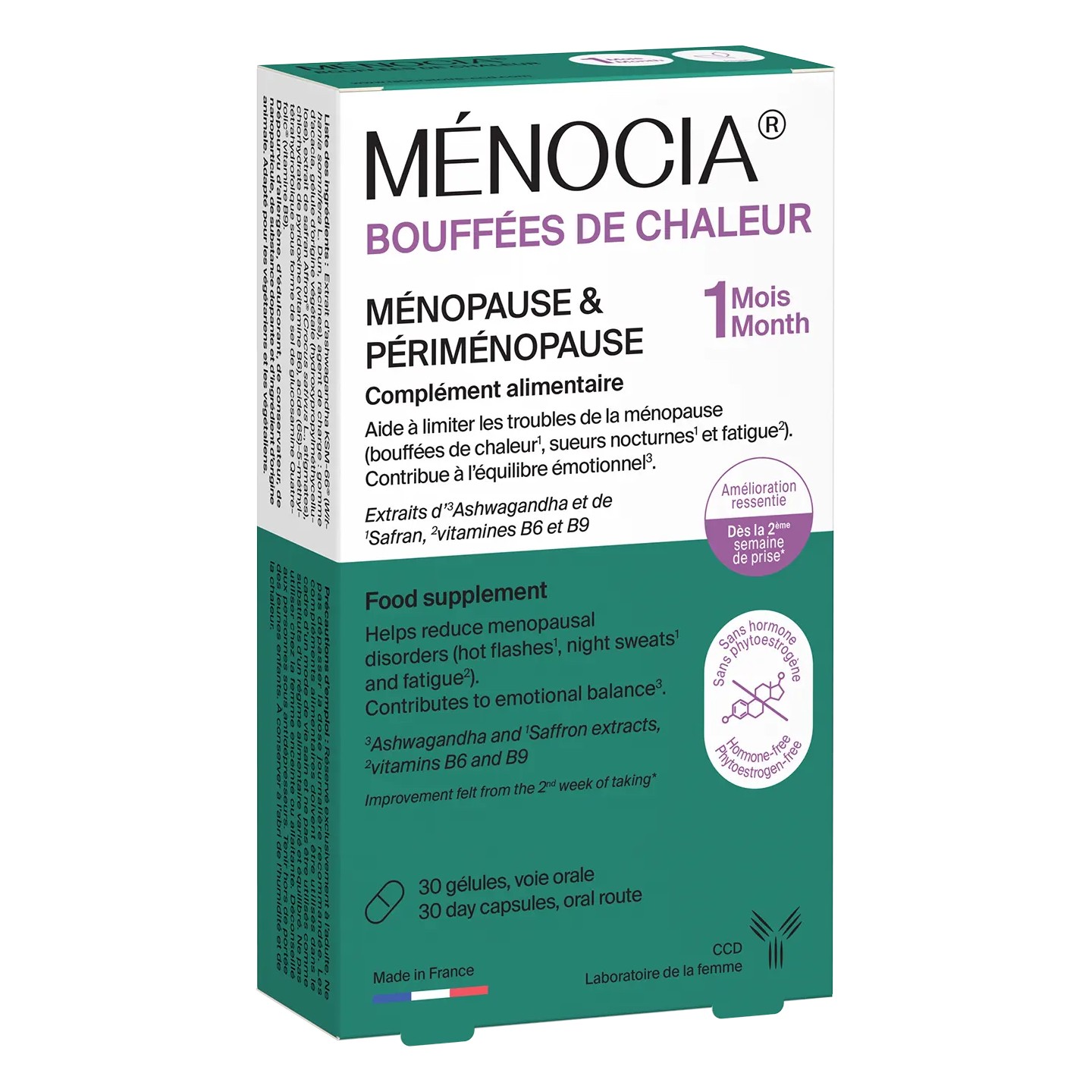 Laboratoire CCD Ménocia Bouffées de chaleur Ménopause & Périménopause - 30 gélules