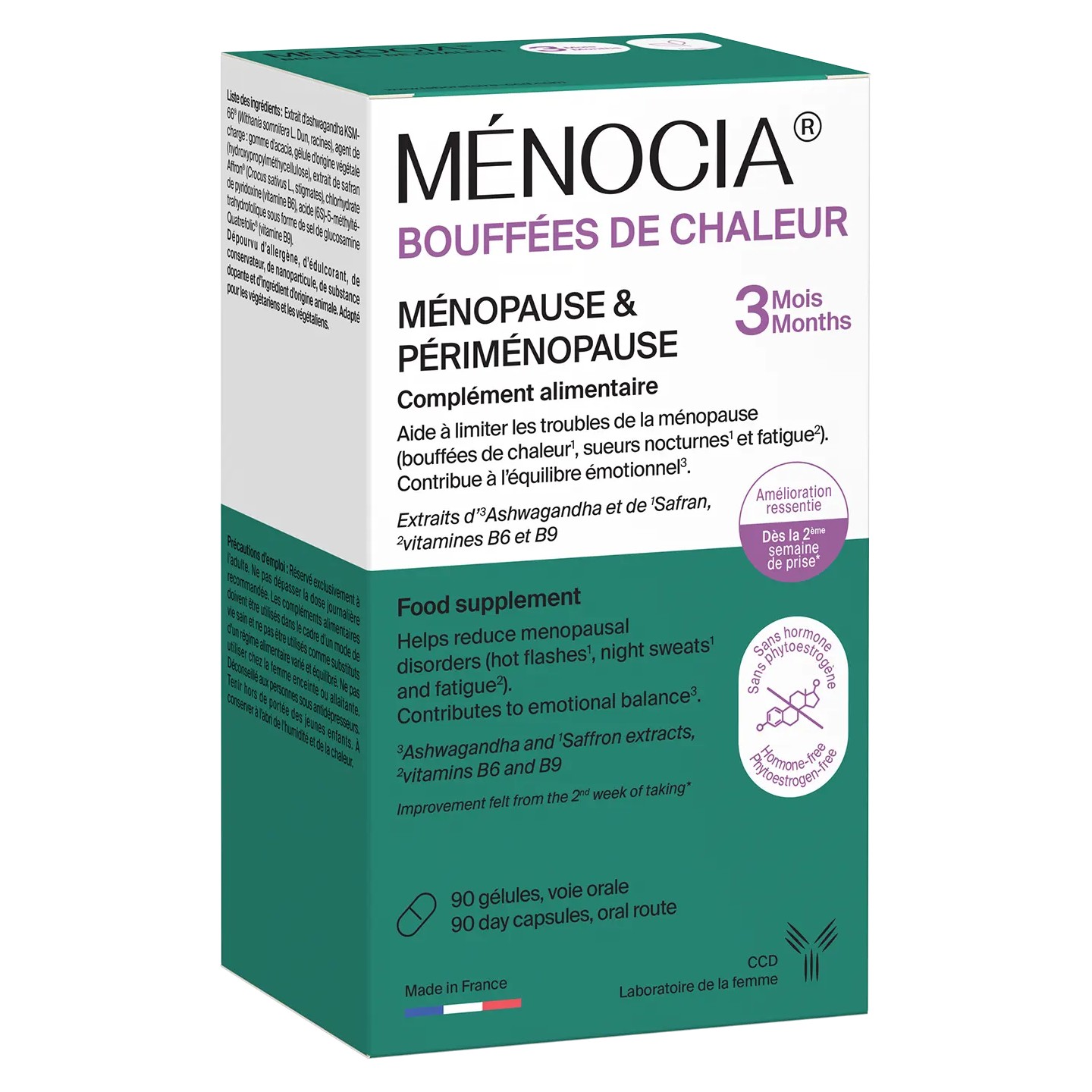 Laboratoire CCD Ménocia Bouffées de chaleur Ménopause & Périménopause - 90 gélules
