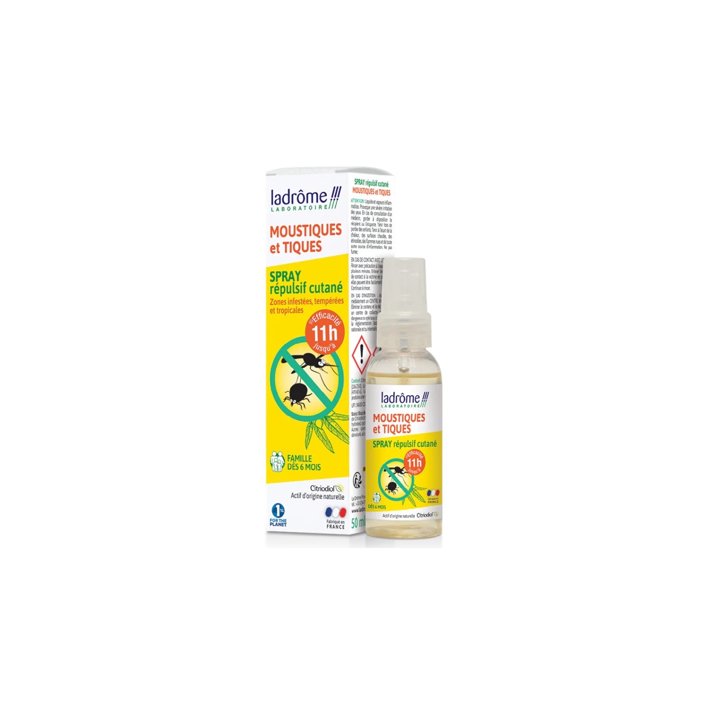 Ladrôme Spray répulsif cutané moustiques et tiques - 50ml