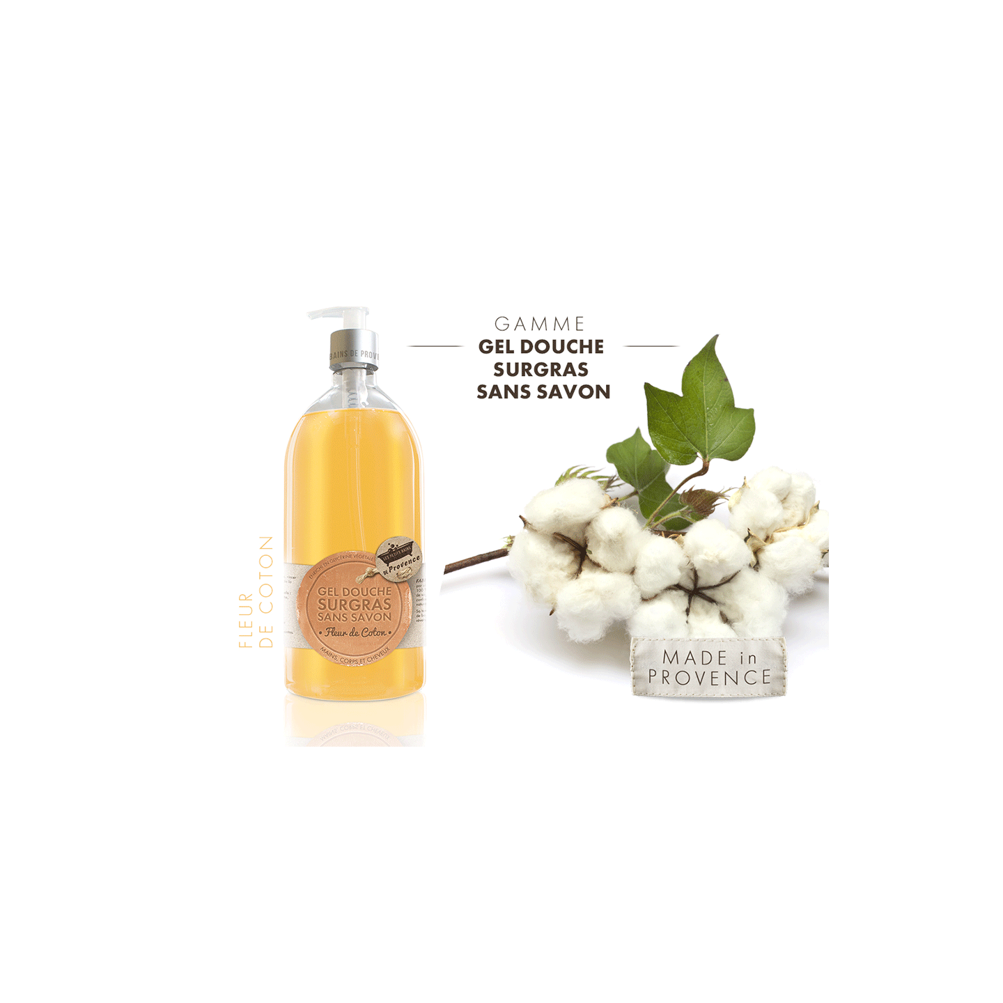 Les Petits Bains de Provence Savon Fleur de coton 1L