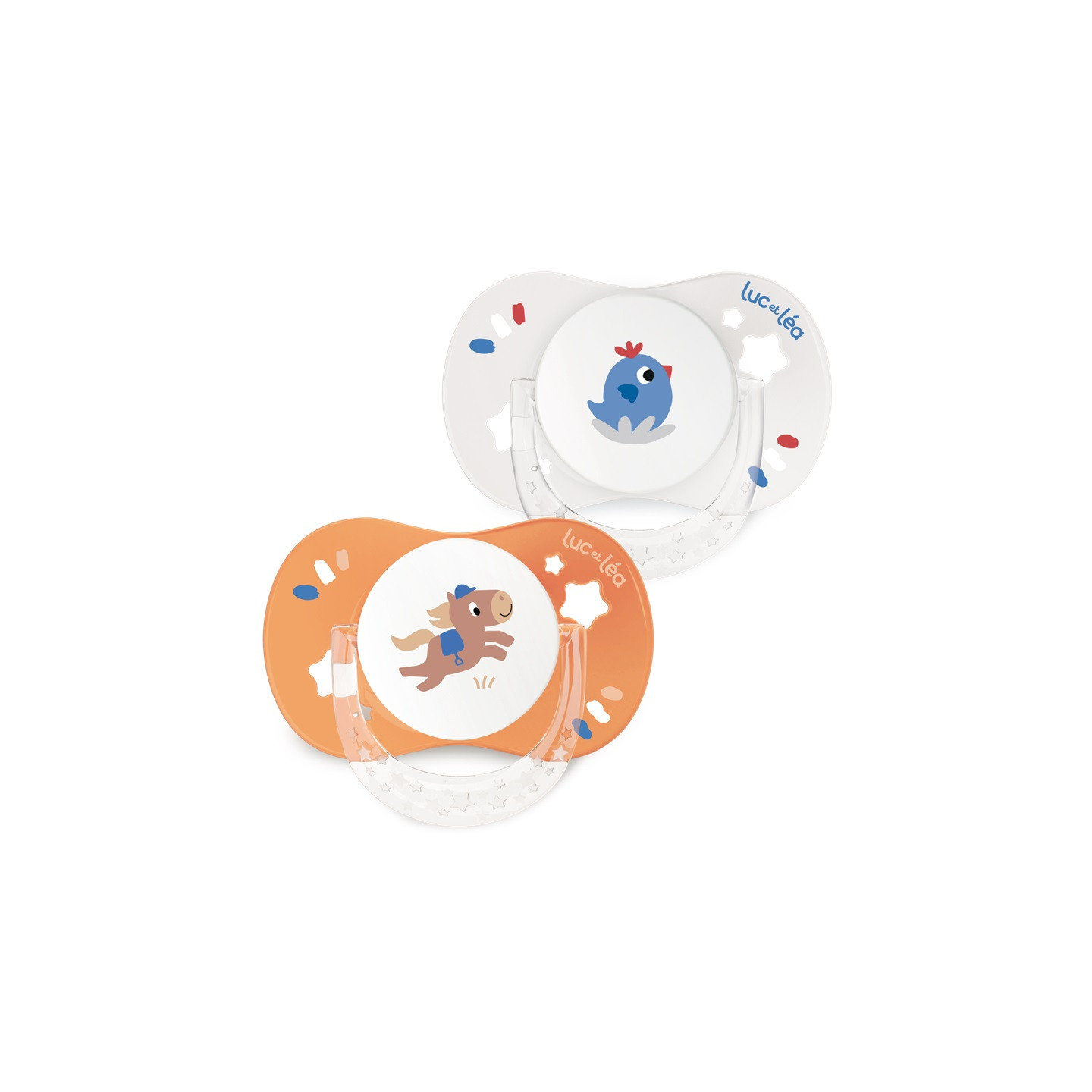 Luc et Léa Sucette silicone anatomique avec anneau 0-6m - x2 - Cheval & Coq