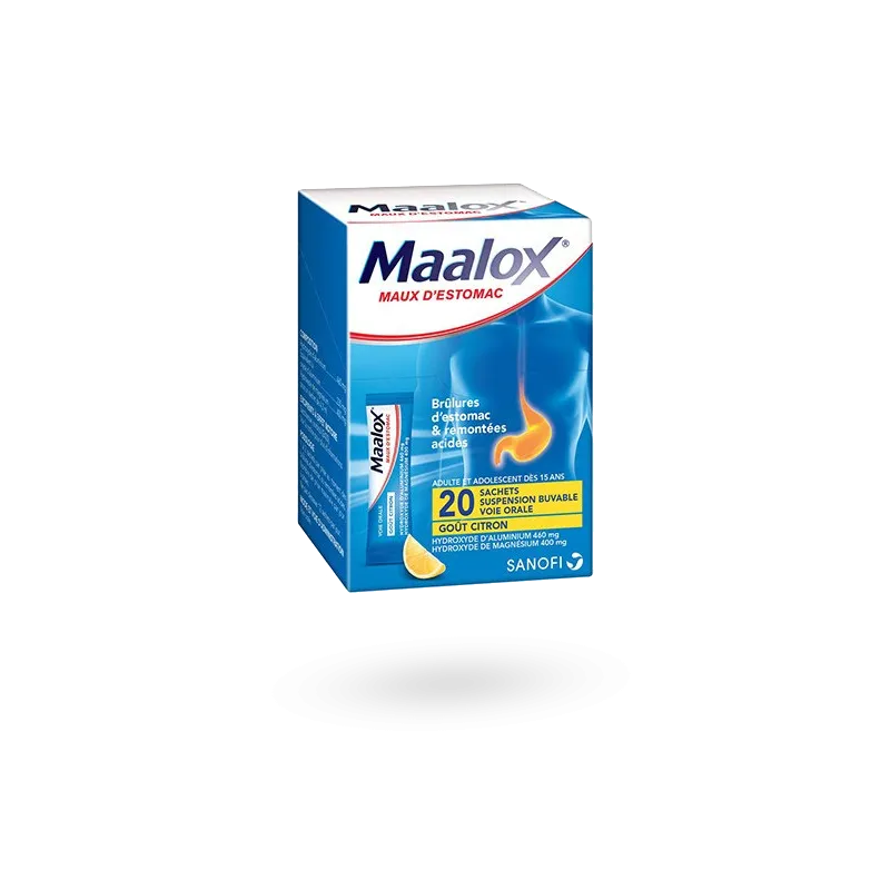 Maalox citron brûlures d'estomac suspension buvable - 20 sachets