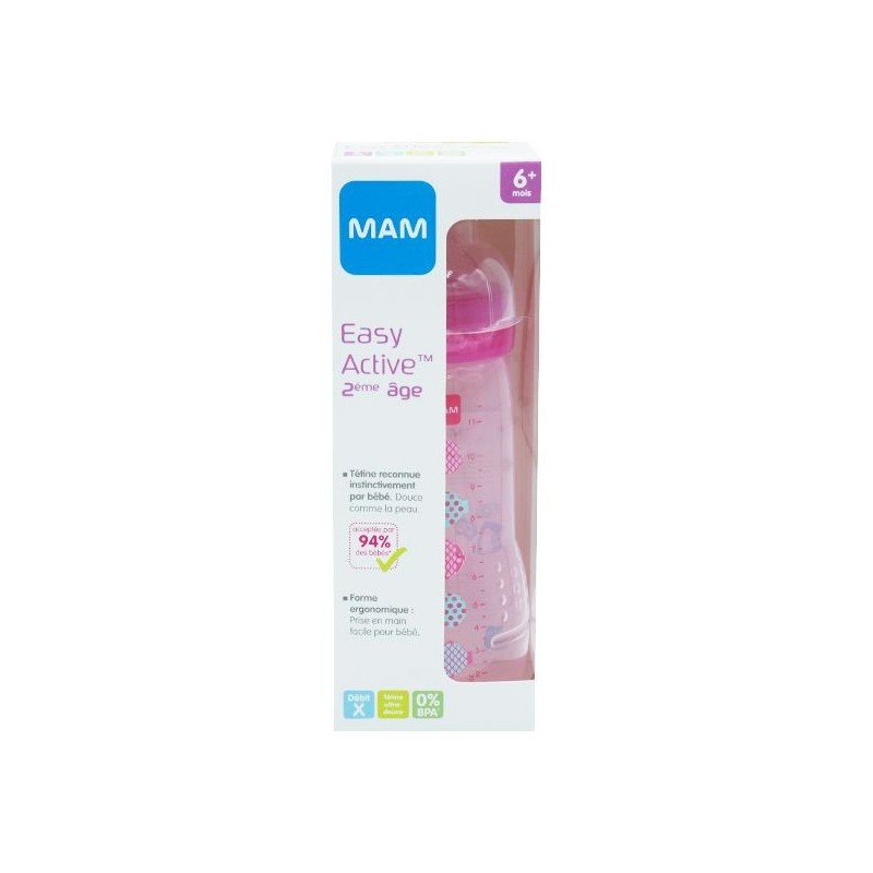 Pharmacie Bastille - Mam biberon 2ème âge cercle rose 330ml