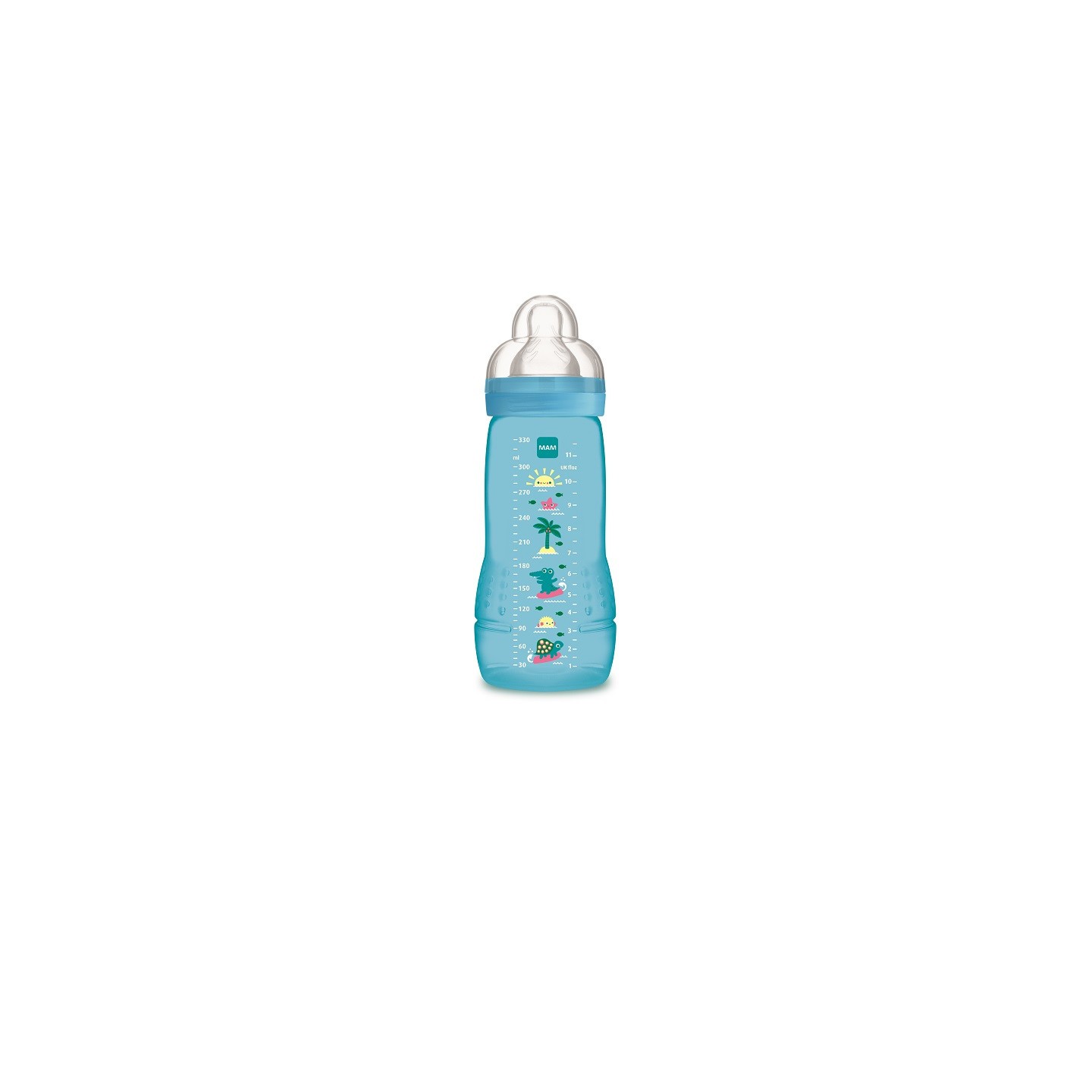 MAM Biberon Easy Active 2ème âge Bleu 6+m - Débit X - 330ml
