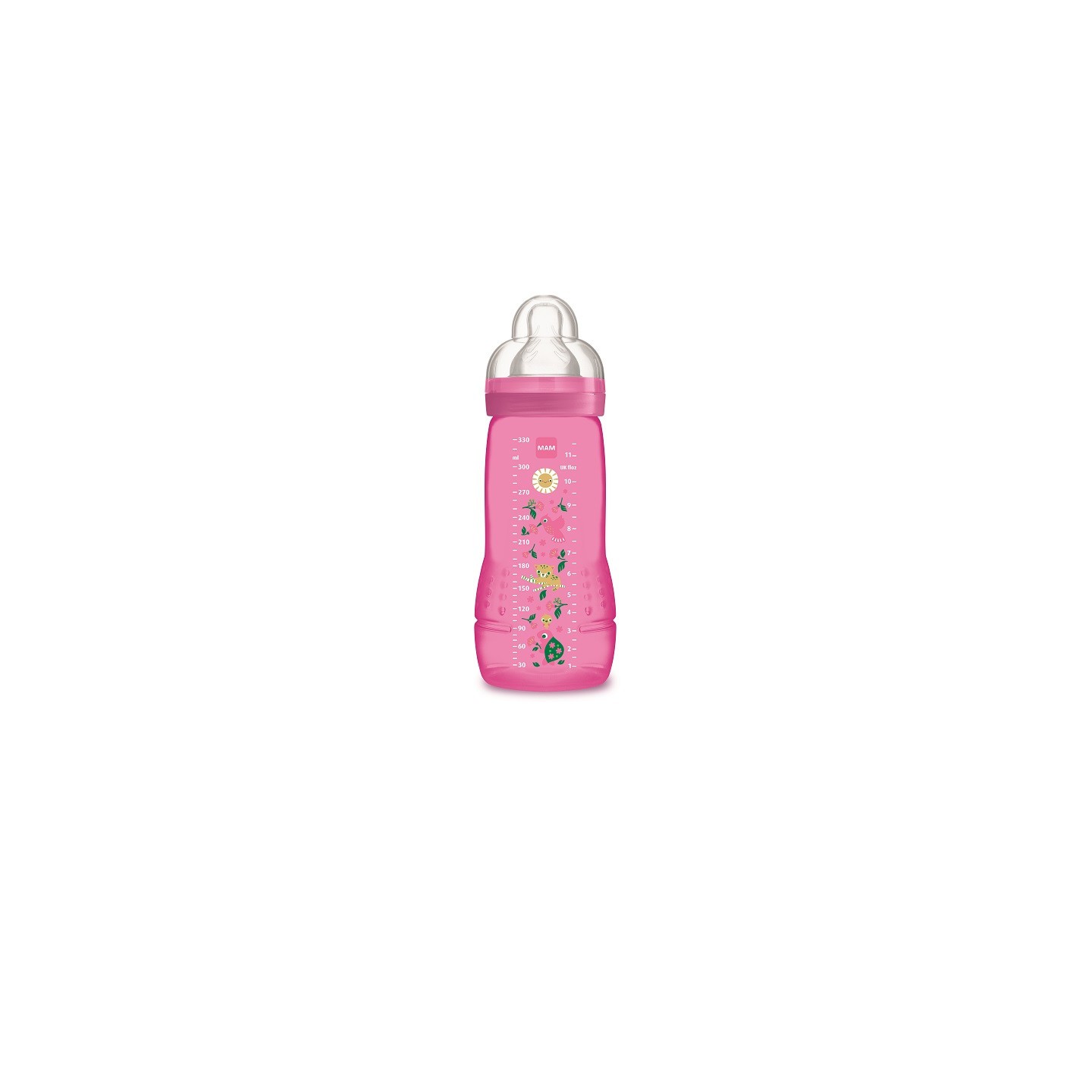 MAM Biberon Easy Active 2ème âge Rose 6+m - Débit X - 330ml