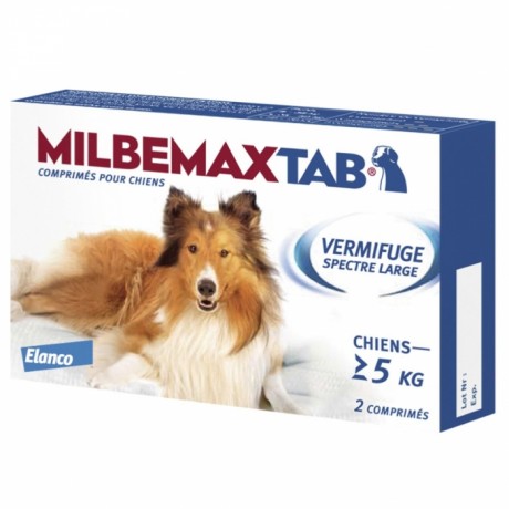 Milbemax Tab Vermifuge Spectre Large Pour Chiens de + 5 kg 2 Comprimés