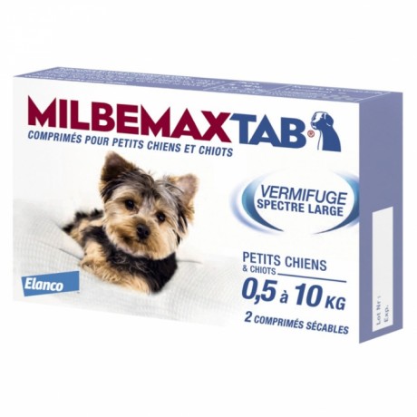 Milbemax Tab Vermifuge Spectre Large Pour Chiens de 0,5 à 10 kg 2 Comprimés