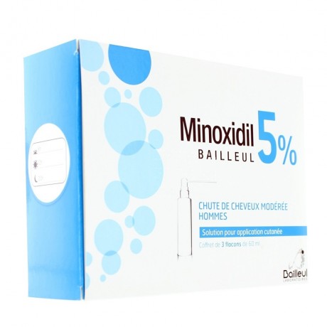 Minoxidil Bailleul 5 % Solution pour Application Cutanée 3 flacons de 60ml